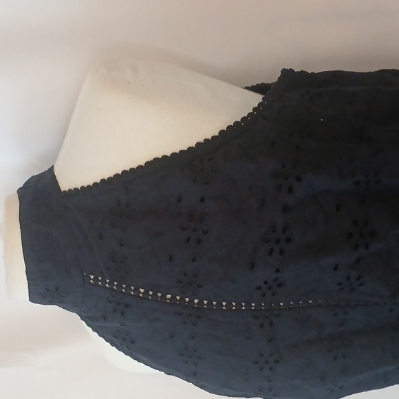 Black Eyelit Daisy Embroidery Halter Peplum Top Sz Xl - Picture 4 of 11